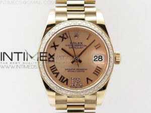 Datejust 31mm 278275 RG Dia Bezel BP Best Edition RG Roman Markers Dial @6 Dia on RG President Bracelet