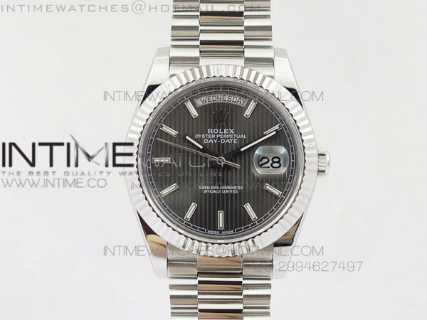 DayDate 40mm BP Best 228239 SS Gray Stripe Stick Dial on SS Bracelet