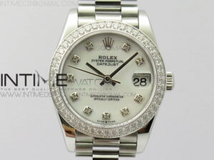 Datejust 31mm 278275 SS Crystal bezel BP Best Edition White Mop Dial(@6 Crystal Marker) on SS President Bracelet