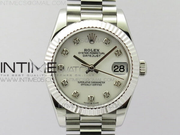 Datejust 31mm 278275 SS BP Best Edition White MOP Crystals Markers Dial on SS President Bracelet