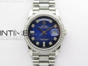 Day-Date 36 128239 SS/Crystal BP Best Edition Blue Crystal Markers Dial on SS President Bracelet A2836