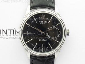 Cellini 50519 Real Date SS BP Best Edition Black Dial Sticks Markers on Black Leather Strap SA3165