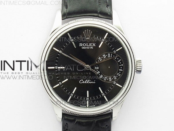 Cellini 50519 Real Date SS BP Best Edition Black Dial Sticks Markers on Black Leather Strap SA3165