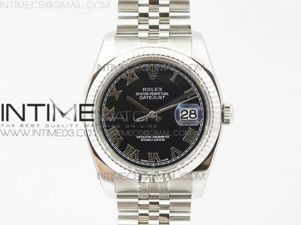 DateJust 36 116234 SS V2 904L ARF 1:1 Best Edition Black Dial Roman Markers on 904L SS Jubilee Bracelet SH3135