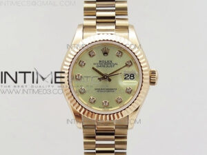 DateJust 28mm RG Diamond Bezel BP Best Edition White Rose gold Dial on RG Bracelet ETA2671