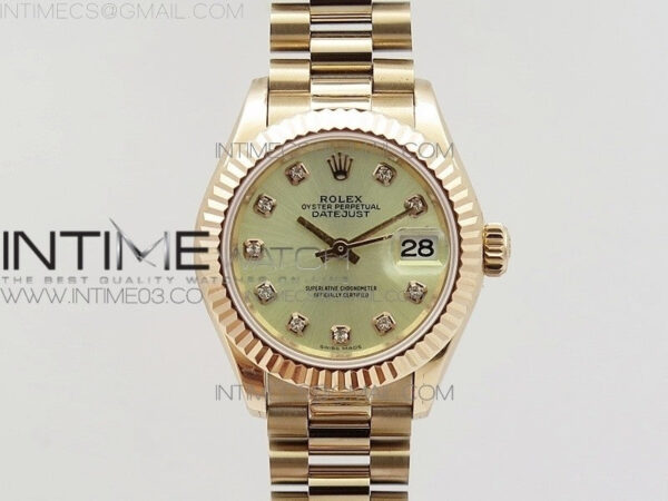 DateJust 28mm RG Diamond Bezel BP Best Edition White Rose gold Dial on RG Bracelet ETA2671