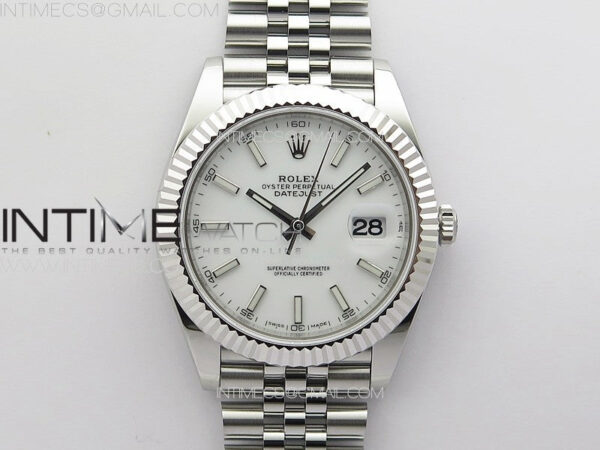 DateJust 41 126334 ZF 1:1 Best Edition 904L Steel White Dial Stick Marker on Jubilee Bracelet A2824 (Free Key Ring)