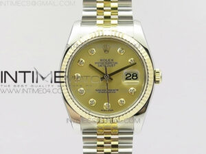 DateJust 36 SS/YG 116233 ARF 1:1 Best Edition 904L Steel Gold Dial Diamonds Markers on Jubilee Bracelet SH3135 V2