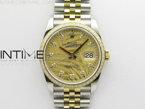 DateJust 36 SS/YG 126234 Diamonds Bezel JDF 1:1 Best Edition New YG Dial on Jubilee SS/YG Bracelet