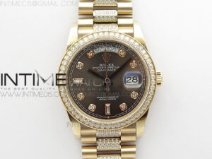 Day-Date 36 128235 RG/Crystal BP Best Edition Gray Crystal Marker Dial on RG President Bracelet A2836