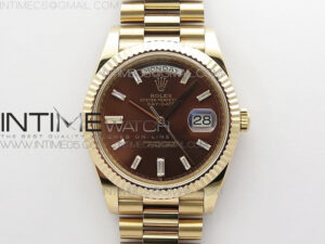 Day-Date 40mm 228239 BP New Dial Version 904 RG Brown T Crystal Markers Dial on RG President Bracelet A2836