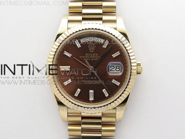 Day-Date 40mm 228239 BP New Dial Version 904 RG Brown T Crystal Markers Dial on RG President Bracelet A2836