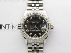 Datejust 28mm 279179 SS/Crystals APSF Best Edition Gray Dial Crystals Markers on SS Jubilee Bracelet NH05