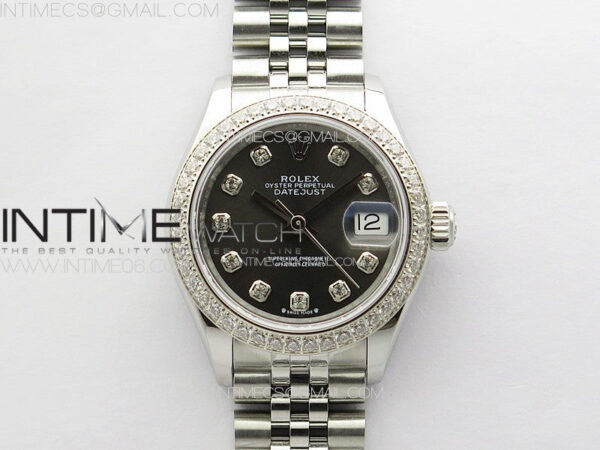 Datejust 28mm 279179 SS/Crystals APSF Best Edition Gray Dial Crystals Markers on SS Jubilee Bracelet NH05