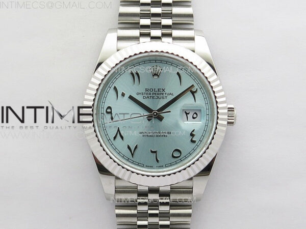 DateJust 41 126334 SS GMF 1:1 Best Edition Ice Blue Dial Arabic Markers on Jubilee Bracelet