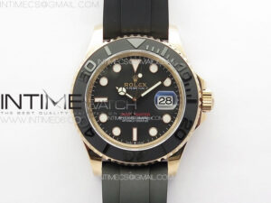 Yacht-Master 126655 3EF 1:1 Best Edition 3D Black Ceramic Bezel on Black Rubber Strap VR3235