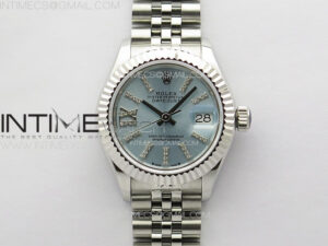 Datejust 28mm 279179 SS APSF Best Edition Ice Blue Dial Sticks Crystals Markers on SS Jubilee Bracelet NH05
