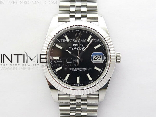 DateJust 41mm 126334 904 SS ARF 1:1 Best Edition Black Dial Sticks Markers on Jubilee Bracelet SH3235
