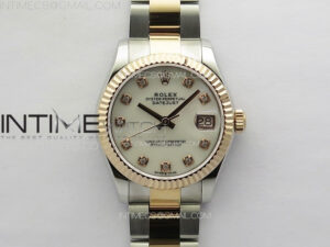 DateJust 31mm 72610 SS/RG APSF Best Edition White MOP Dial Crystals Markers on Oyster Bracelet A2824