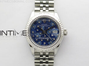 Datejust 28mm 279179 SS APSF Best Edition Blue Flowers Dial on SS Jubilee Bracelet NH05