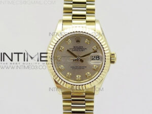 DateJust 28mm YG Diamond Bezel BP Best Edition White Silver Dial on YG Bracelet ETA2671