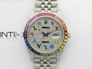 DateJust 41 126300 Full Paved Diamonds Rainbow 904 GSF Best Edition Diamonds Dial Arabic Markers on Jubilee Bracelet VR3235
