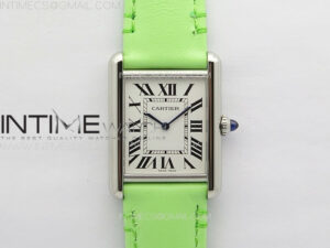 Tank Louis Ladies 25mm SS 8848F 1:1 Best Edition White Dial on Green Leather Strap Ronda Quartz