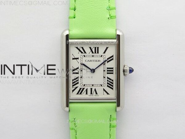 Tank Louis Ladies 25mm SS 8848F 1:1 Best Edition White Dial on Green Leather Strap Ronda Quartz