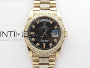 Day-Date 36 128235 RG/Crystal BP Best Edition Black Crystal Marker Dial on RG President Bracelet A2836