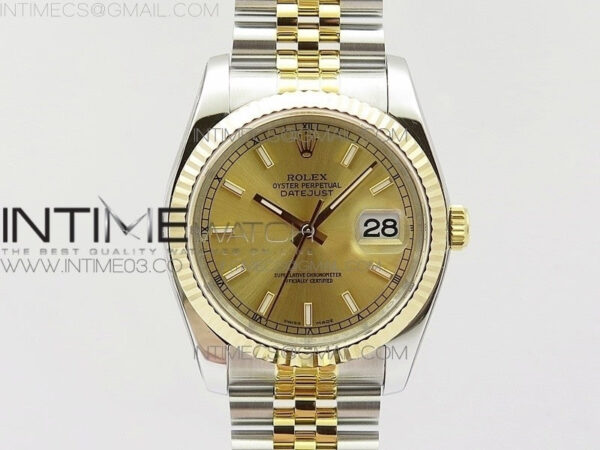 DateJust 36 SS/YG 126233 ARF 1:1 Best Edition YG Dial Stick Markers on SS/YG Jubilee Bracelet SH3135