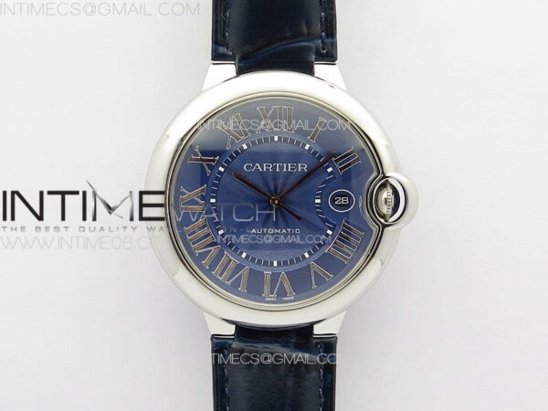 Ballon Bleu 42mm SS K3F 1:1 Best Edition Blue Texture Dial on Blue Leather Strap A2824