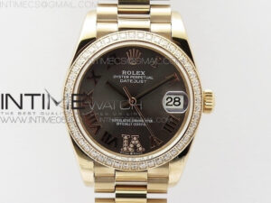 Datejust 31mm 278275 RG Dia Bezel BP Best Edition Gray Roman Markers Dial @6 Dia on RG President Bracelet