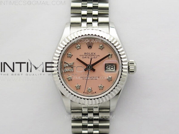 Datejust 28mm 279179 SS APSF Best Edition Pink Dial Stars Crystals Markers on SS Jubilee Bracelet NH05