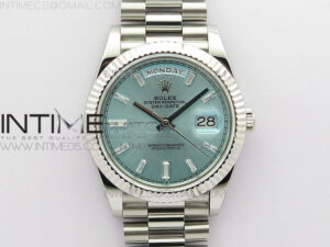 Day-Date 40mm 228239 BP New Dial Version 904 SS Ice Blue T Crystal Markers Dial on SS President Bracelet A2836