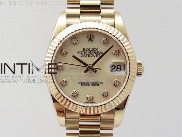 Datejust 31mm 278275 RG BP Best Edition White MOP Crystal Markers Dial on RG President Bracelet