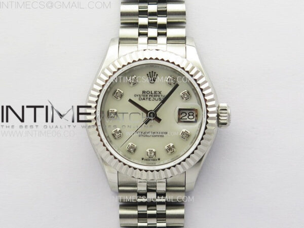 Datejust 28mm 279179 SS APSF Best Edition White MOP Dial Crystals Markers on SS Jubilee Bracelet NH05