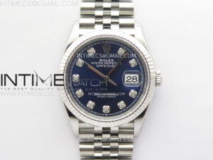 DateJust 36 SS 126234 VSF 1:1 Best Edition 904L Steel Blue Dial Diamonds Markers on Jubilee Bracelet VS3235