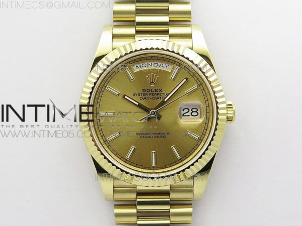 Day-Date 40mm 228239 BP New Dial Version 904 YG  Stick Markers YG Dial on YG President Bracelet A2836