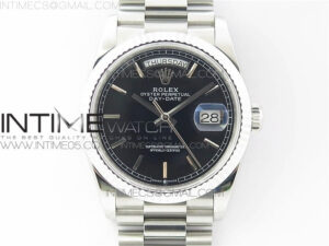Day-Date 36 128239 SS BP Best Edition Black Stick Markers Dial on SS President Bracelet