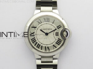 Ballon Bleu 33mm SS V20F 1:1 Best Edition White Textured Dial on SS Bracelet Gen Cal.157 Quartz