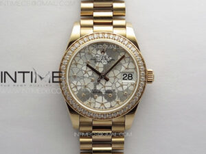 DateJust 31mm 278274 RG Crystals Bezel GMF Best Edition Silver Flowers Crystals Dial on RG President Bracelet A2824