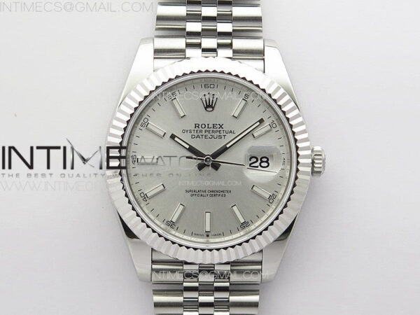 DateJust 41 126334 ZF 1:1 Best Edition 904L Steel Silver Dial Stick Marker on Jubilee Bracelet A2824 (Free Key Ring)