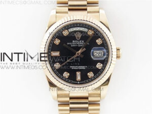 Day-Date 36 128239 RG BP Best Edition Black Crystal Markers Dial on RG President Bracelet