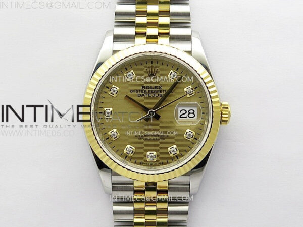 DateJust 36 SS 126233 904L SS/YG VSF 1:1 Best Edition Gold Fluted Dial Diamonds Markers on Jubilee Bracelet VS3235