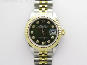 Datejust 28mm 279173 SS/YG BP Best Edition Green Crystals Markers Dial on SS/YG Jubilee Bracelet ETA2671