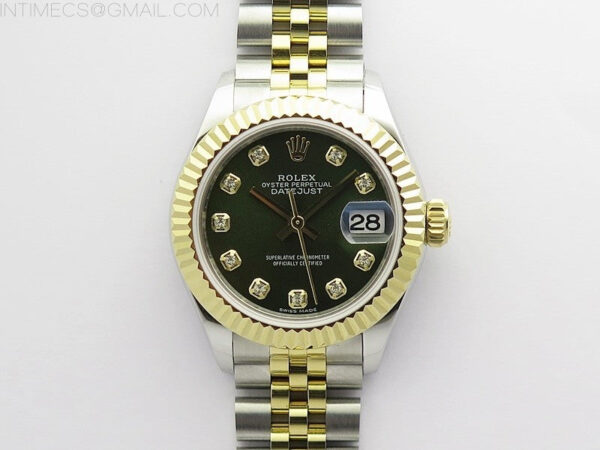 Datejust 28mm 279173 SS/YG BP Best Edition Green Crystals Markers Dial on SS/YG Jubilee Bracelet ETA2671