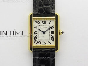 Tank Solo Ladies 25mm YG K11F 1:1 Best Edition White Dial on Black Leather Strap Ronda Quartz