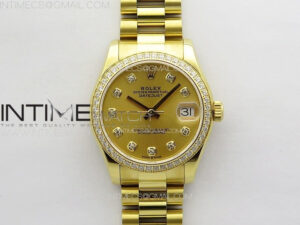 DateJust 31mm 178271 YG APSF Best Edition YG Dial Crystal Markers on President Bracelet A2824