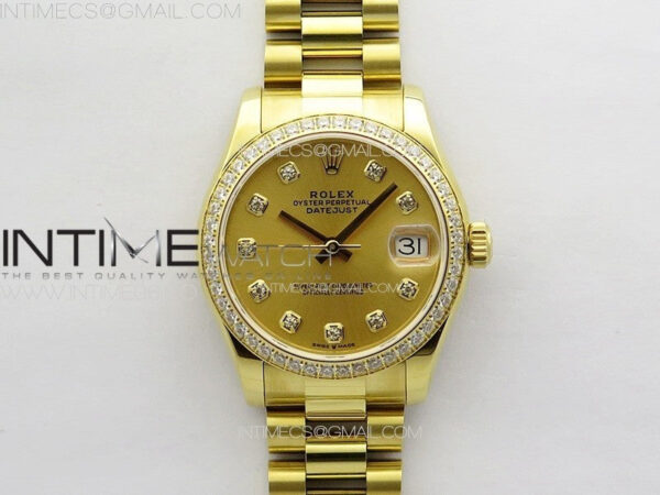 DateJust 31mm 178271 YG APSF Best Edition YG Dial Crystal Markers on President Bracelet A2824