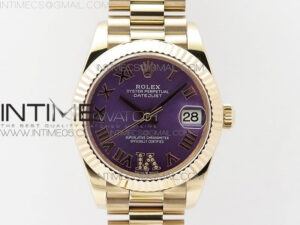Datejust 31mm 278275 RG BP Best Edition Purple Roman Markers Dial @6 Dia on RG President Bracelet